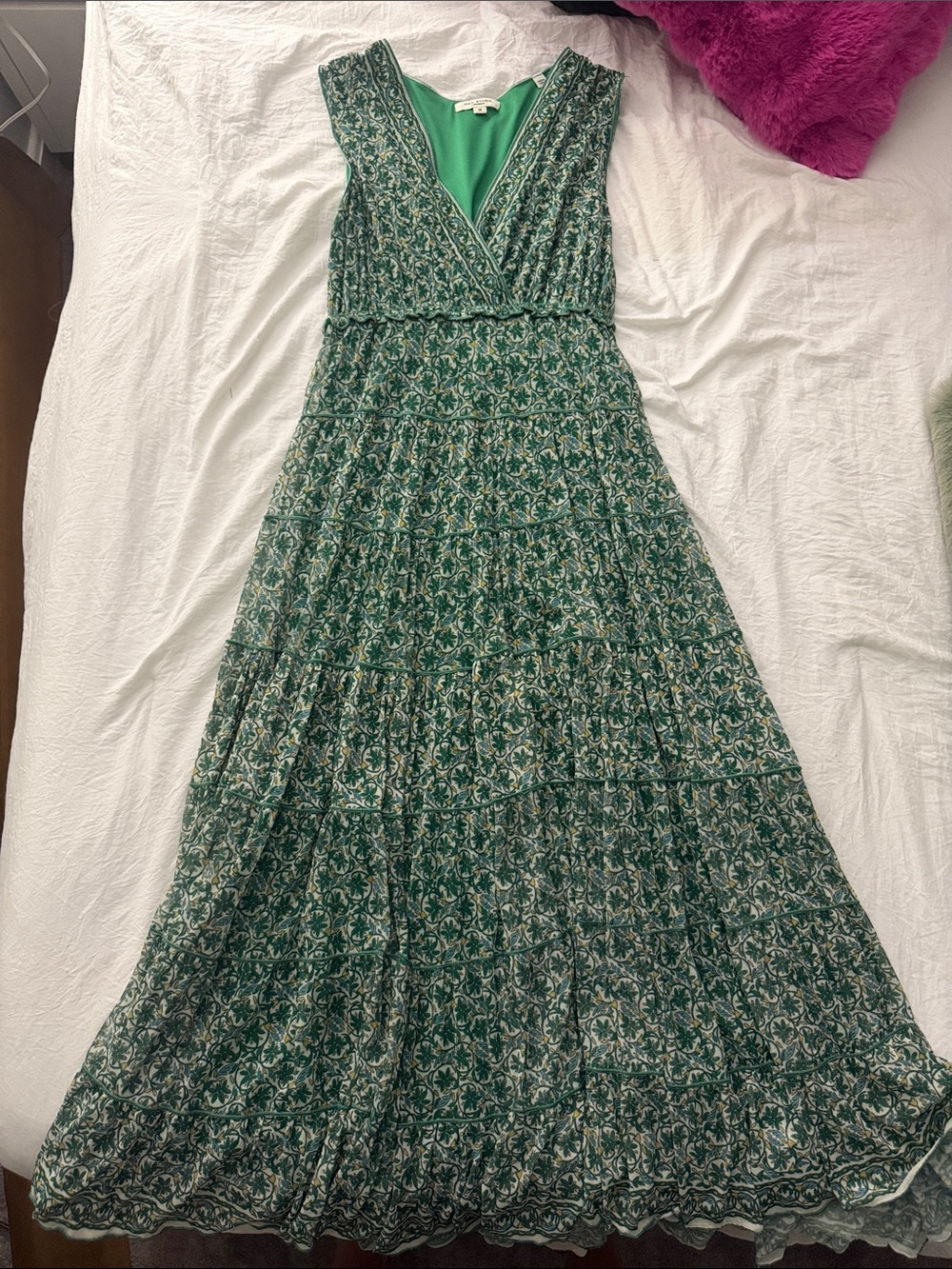Green Floral V-Neck Maxi Dress